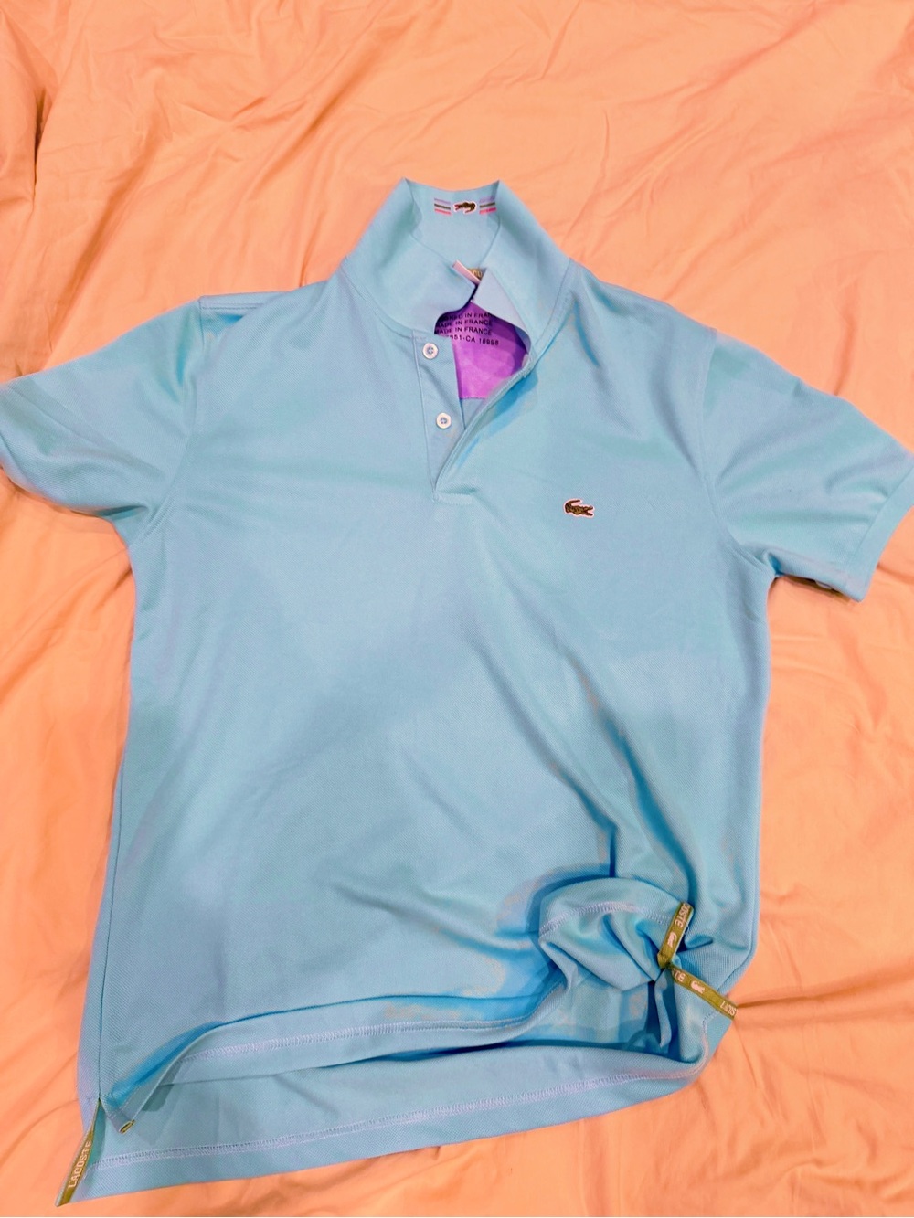 Lacoste Turquoise Classic Pique Polo L Made in France